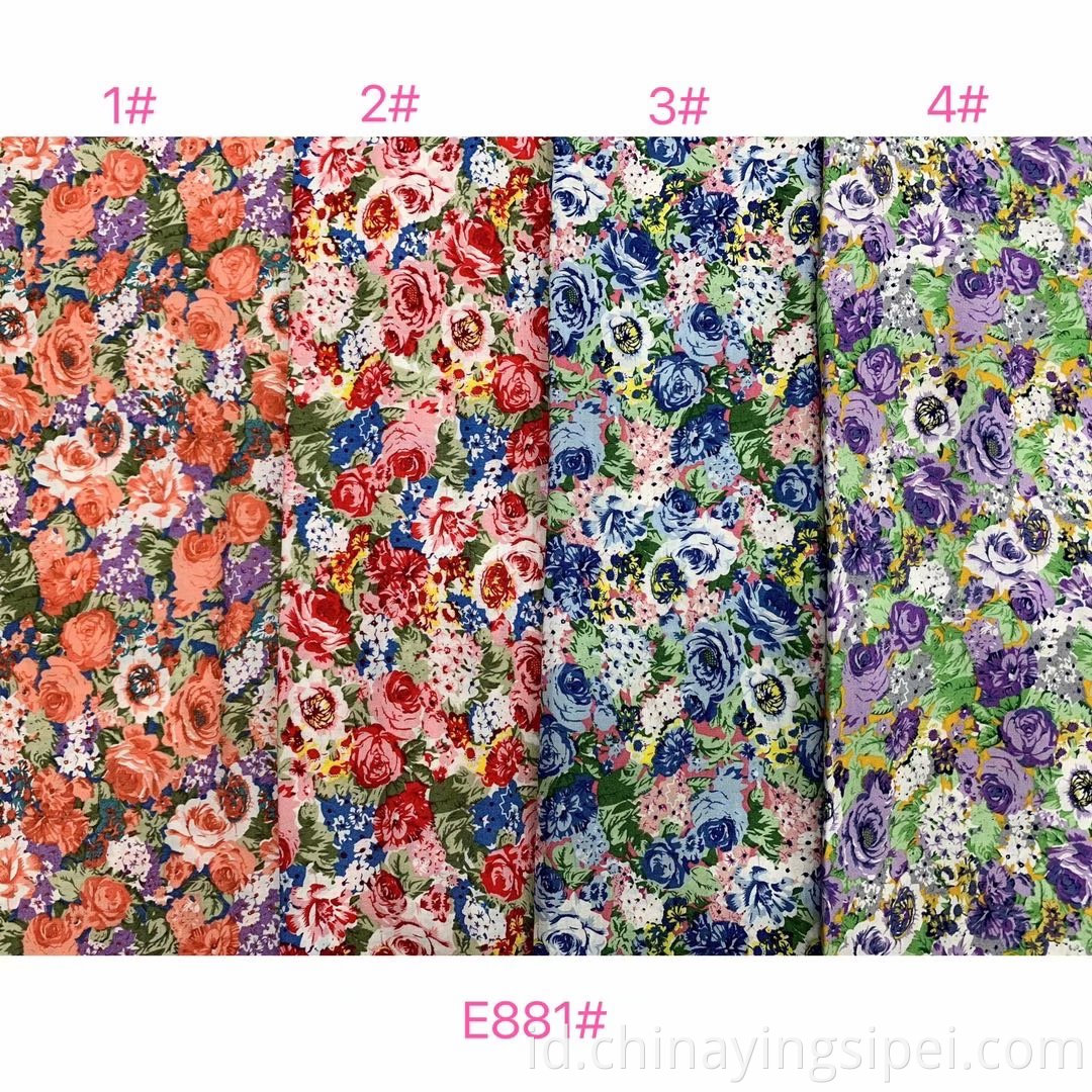 Desain baru sejumlah besar kain cetak 100% kain rayon bunga untuk gaun wanita